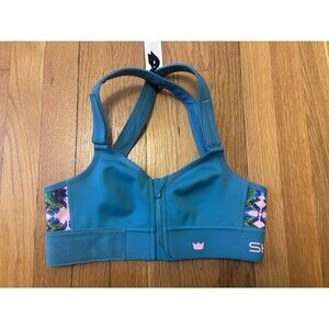 NWT SHEFIT Barbeline London Flex Sports Bra Teal Blue Green Peacock Size XSmall